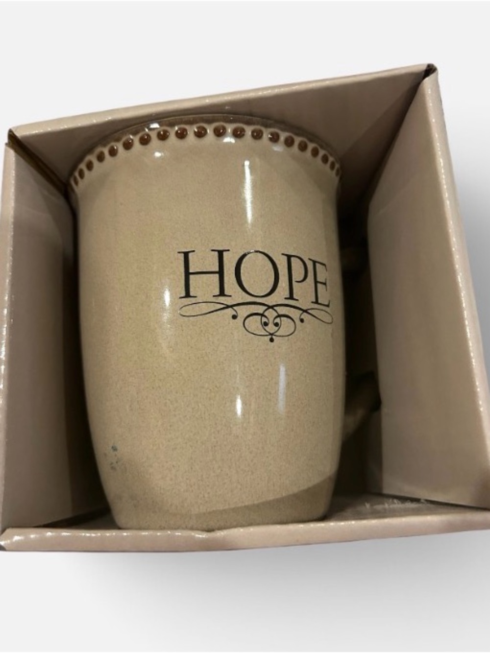 Hope Ceramic Coffee Mug with Beaded Rim - Picture 2 of 3